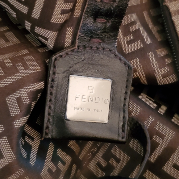 FENDI Zucchino Beige and Brown Logo Tote Bag - Picture 12 of 15